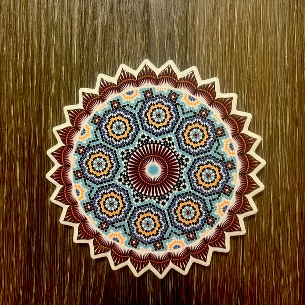 traditional Moroccan ceramic coaster, geometric Moroccan zalij style set of 6